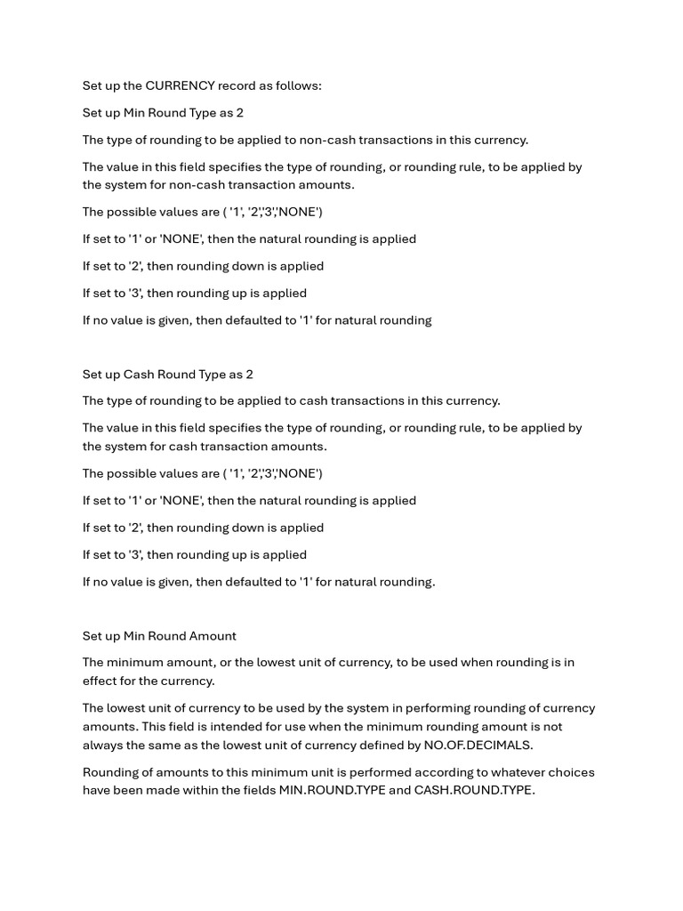 Currency Rounding Rules Setup Guide | PDF