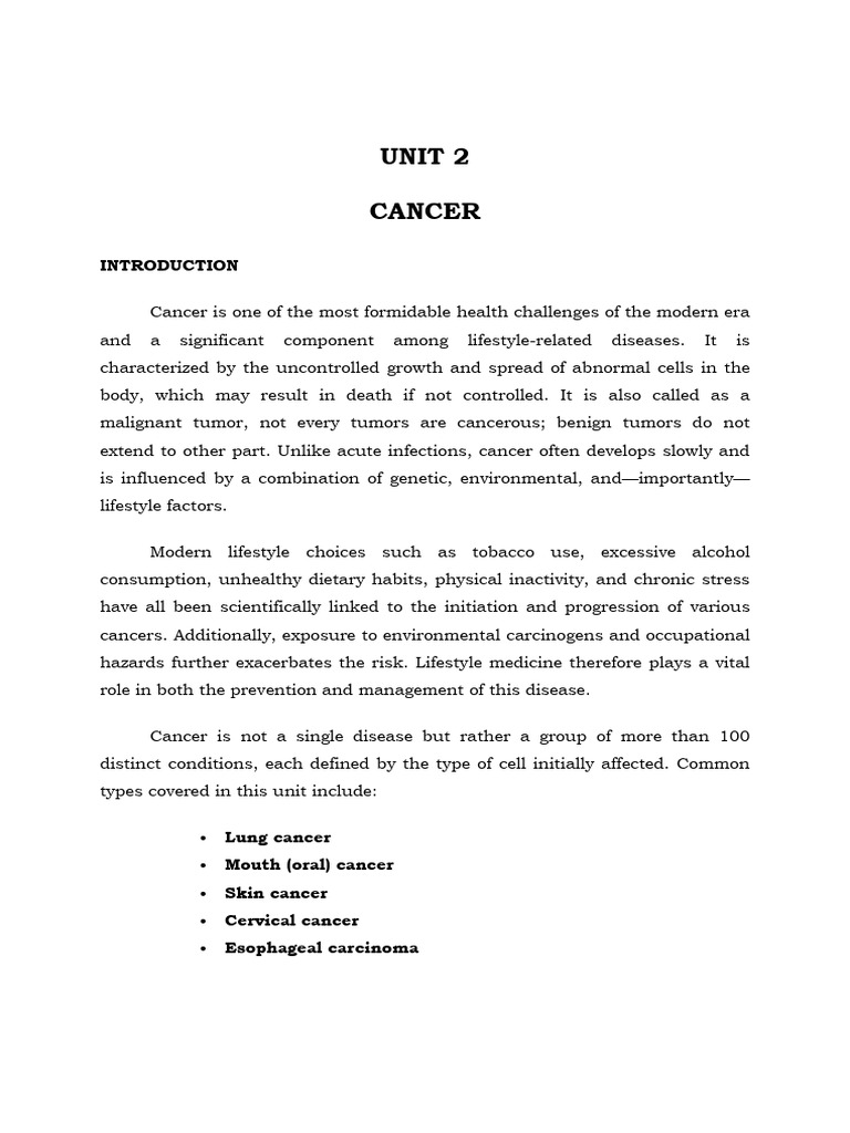Unit 2 Notes | PDF | Cancer | Metastasis