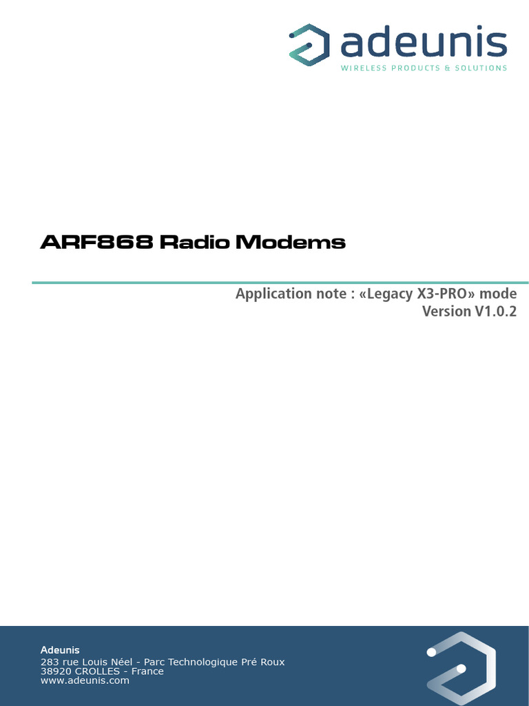 ARF868 Modems: Legacy X3-PRO Guide | PDF | Radio | Modem