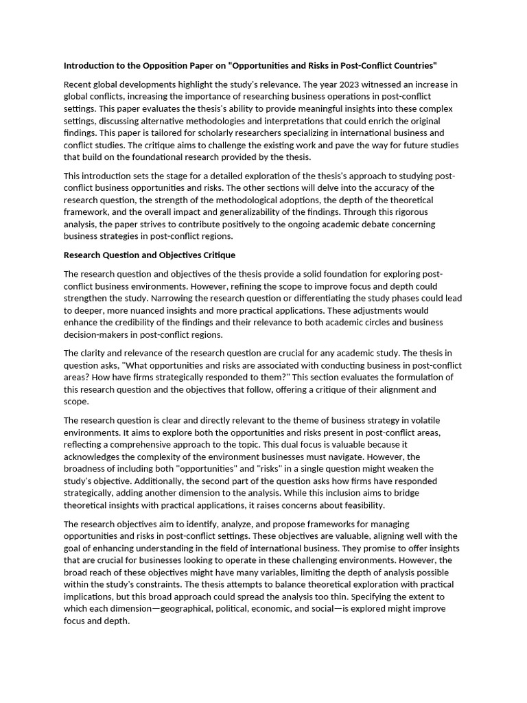 Introduction To The Opposition Paper On | PDF | Qualitative Research ...