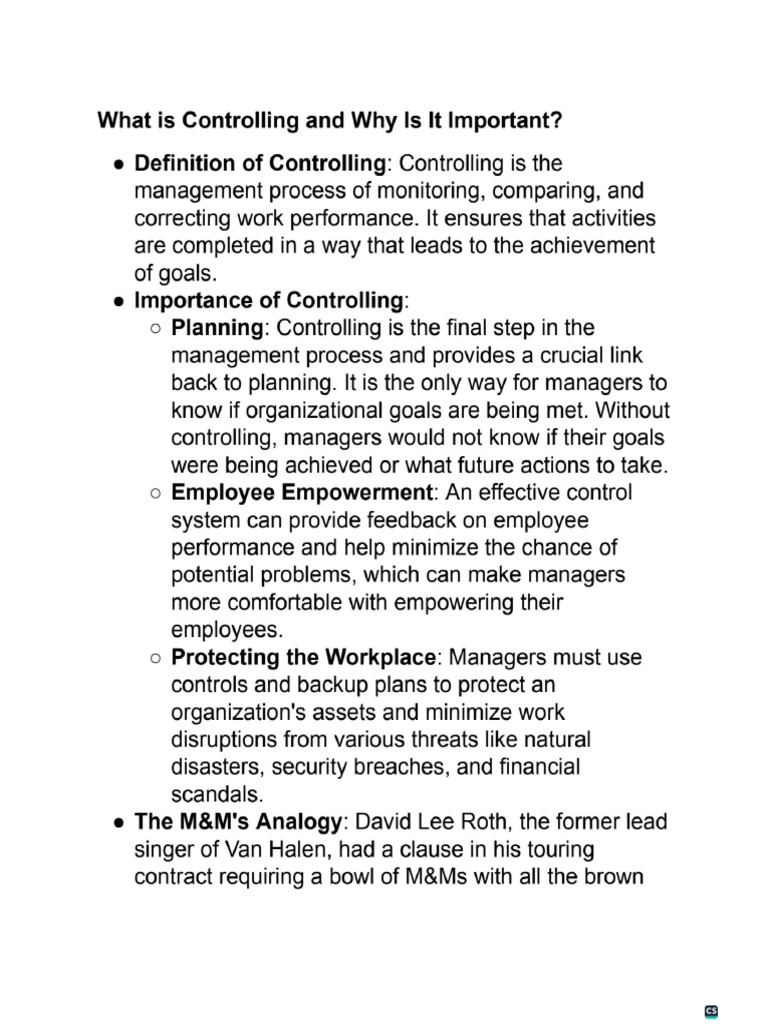 Controlling and It's Importance | PDF