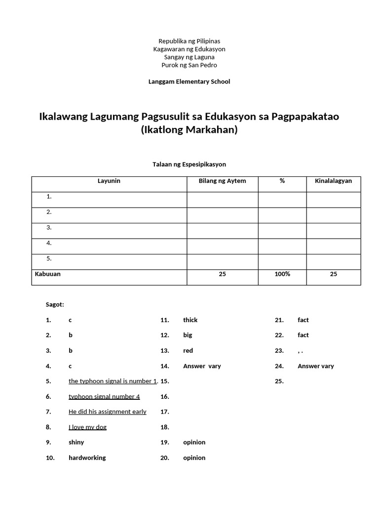2nd Sum Test EsP | PDF