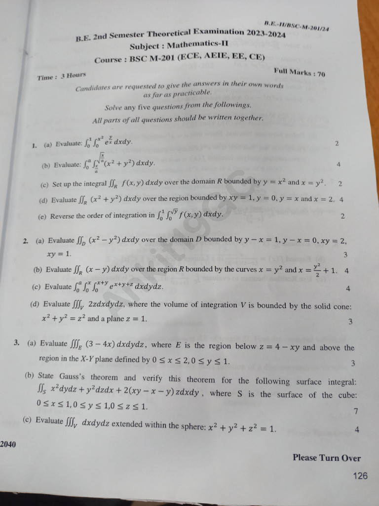 Engg Mathematics PYQ (2nd Sem) | PDF