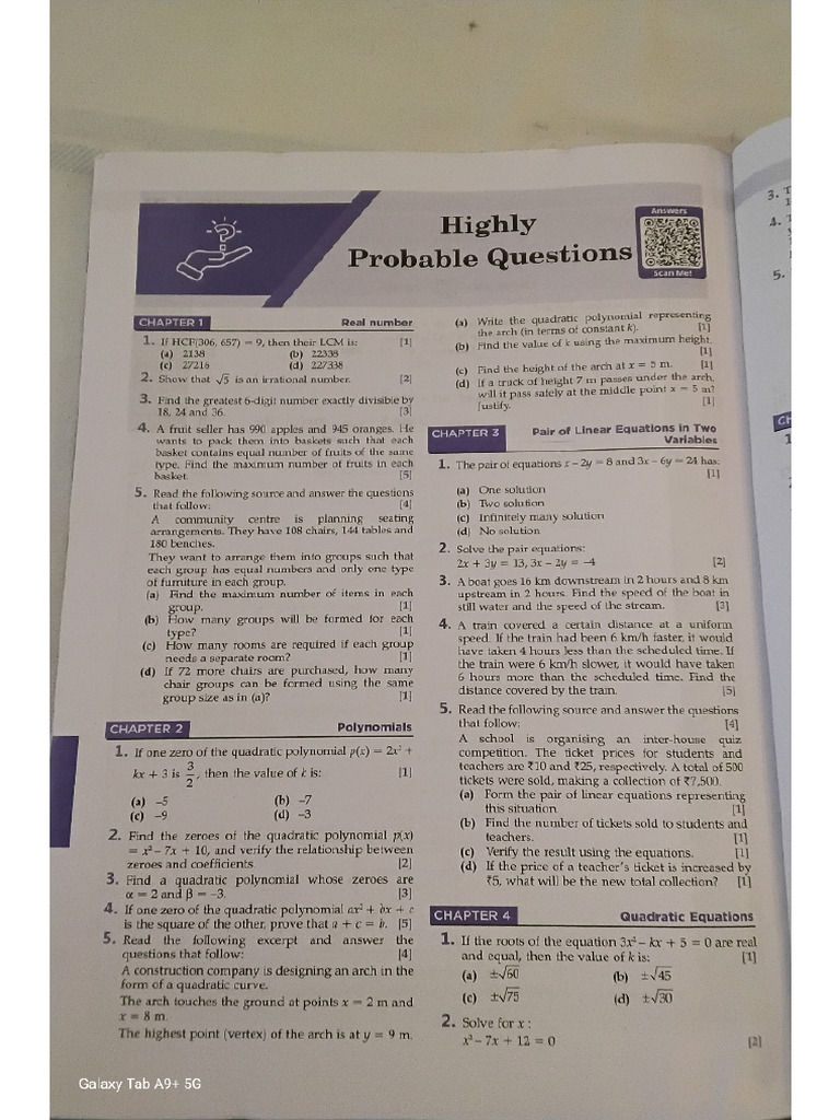 Most Probably Questions Chapterwise Mathematics | PDF