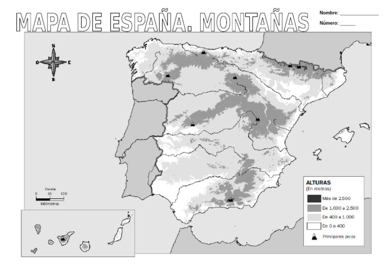 14-15 3º España. Mapa España Montañas | PDF