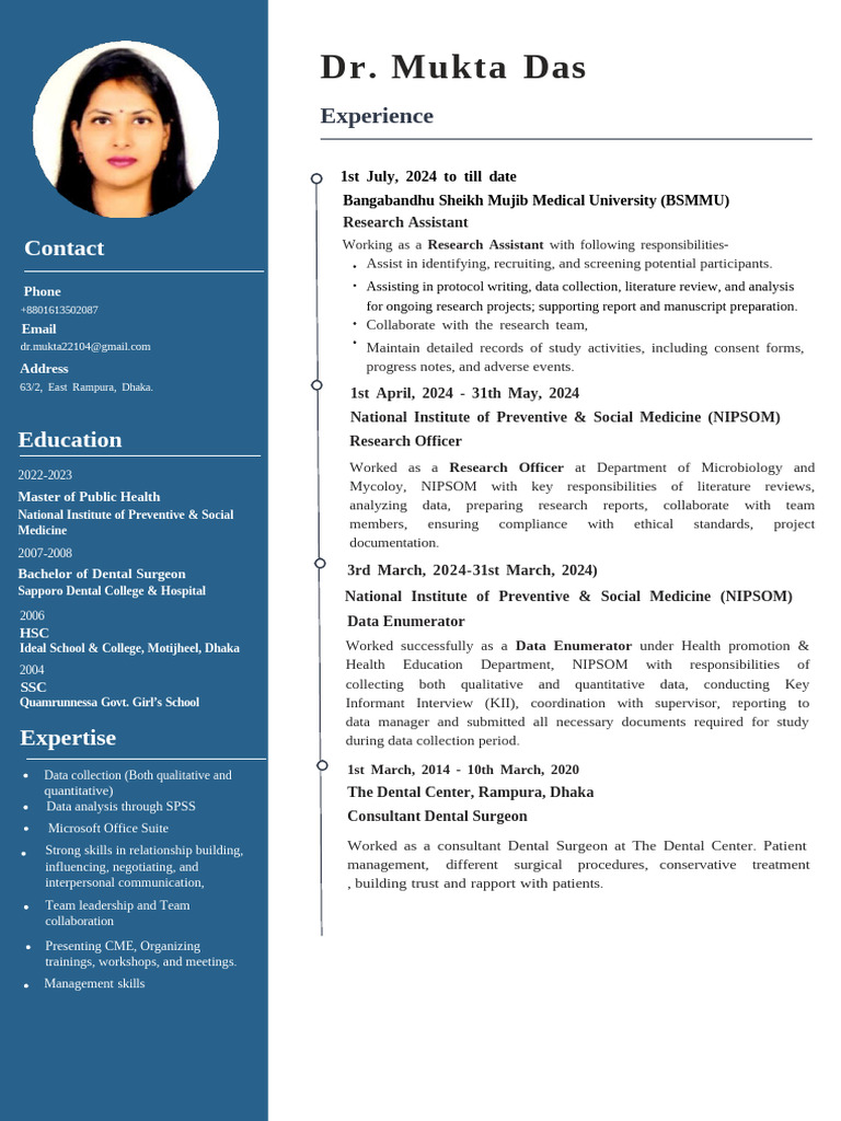 Dr. Mukta Das | PDF | Dentistry | Medicine