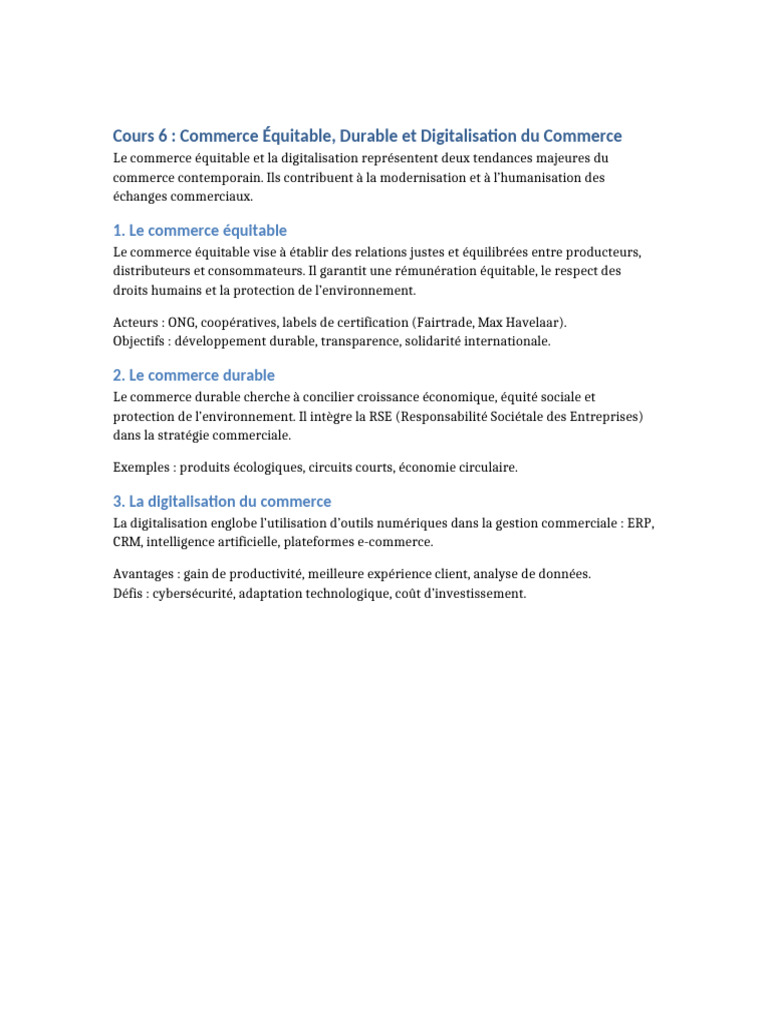 Digitalisation et Commerce Équitable | PDF