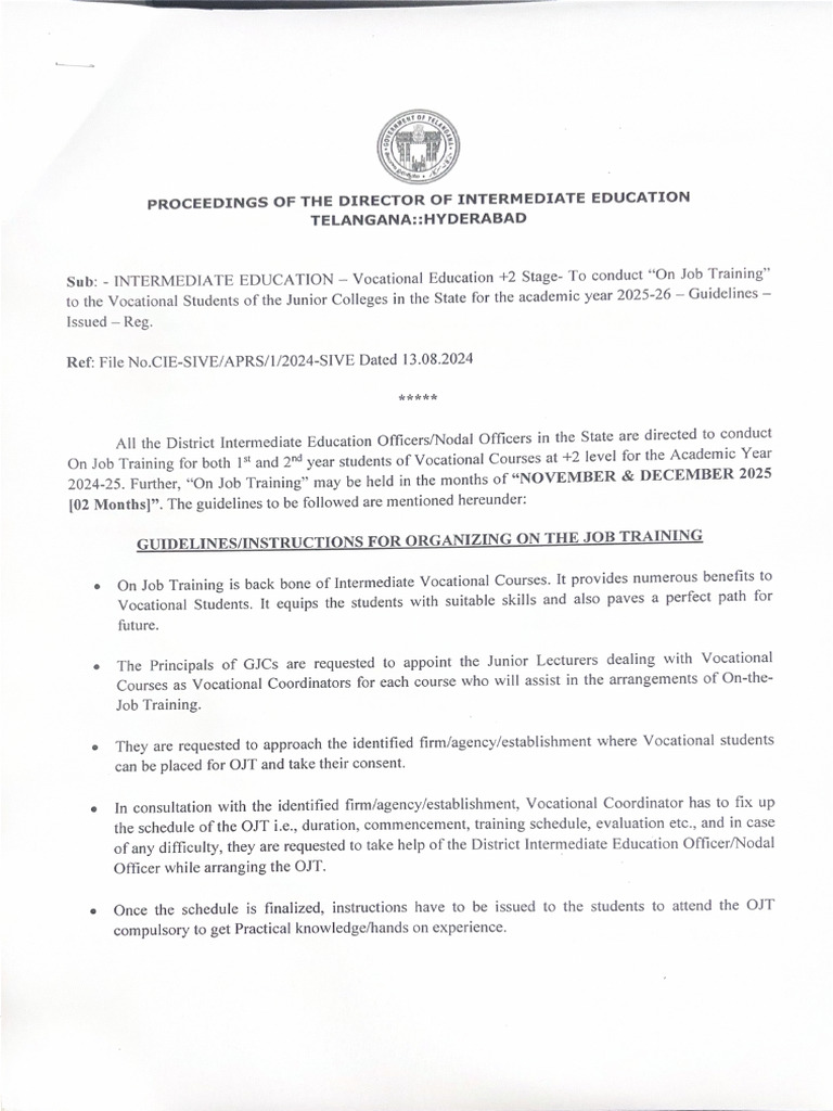 Proceedings of The Director of Intermediate Education | PDF