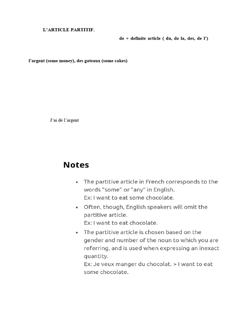 Partitive and Interrogative Articles | PDF | Noun | Morphology