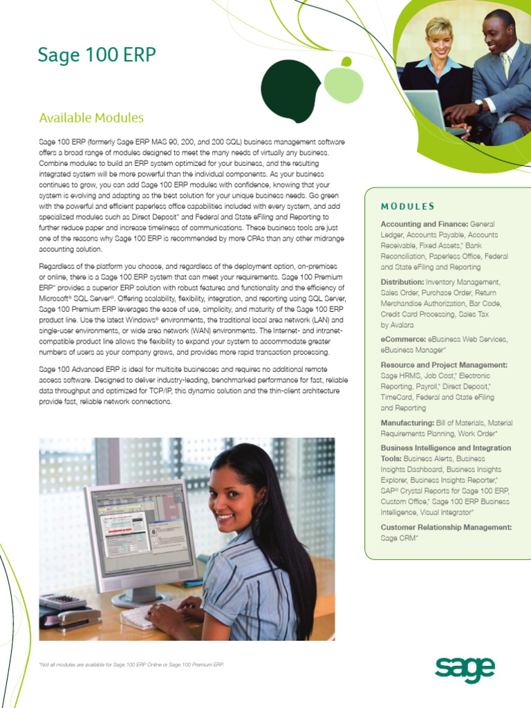 Sage 100 ERP Module Overview | PDF | Enterprise Resource Planning ...
