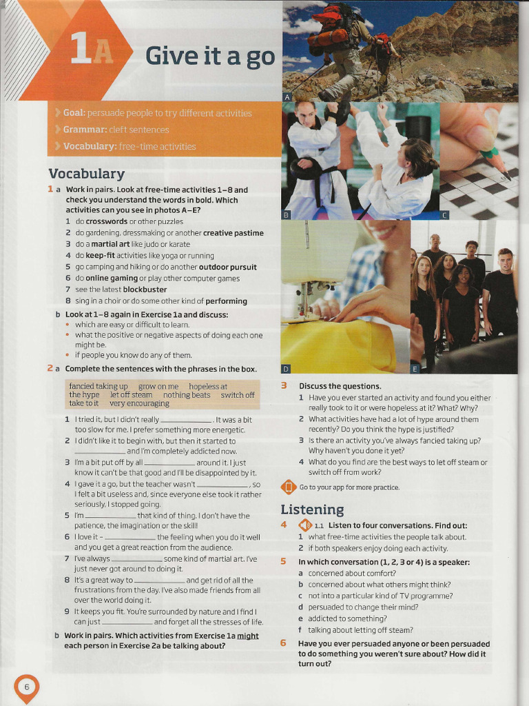 Roadmap B2+ CB Unit 1 Pages 6-7 Freetime Activities | PDF