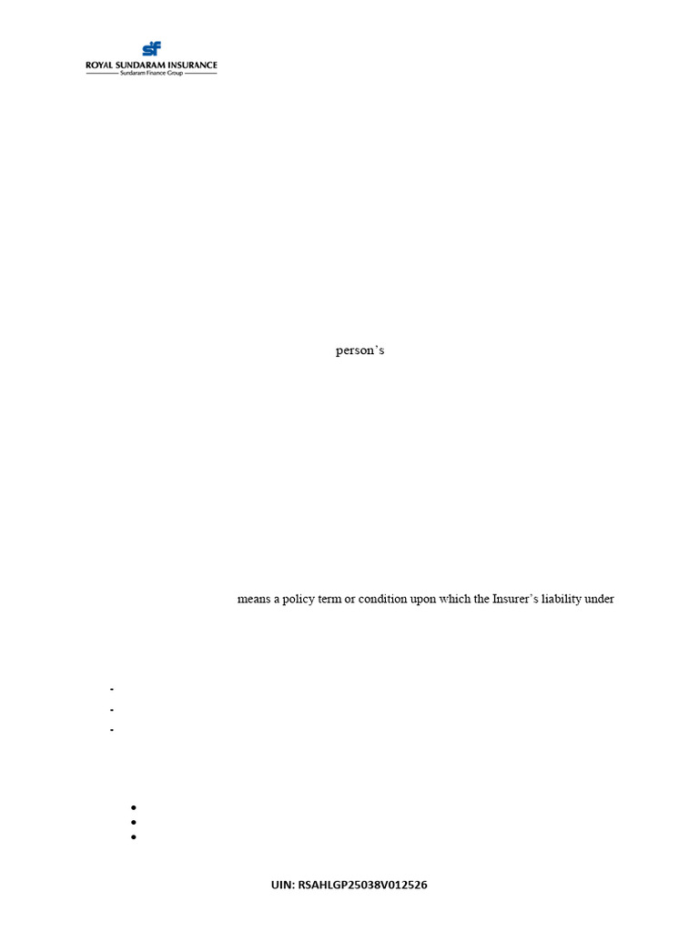 Royal Sundaram Naari - Suraksha - Cancer - Cover - Policy - Wordings ...