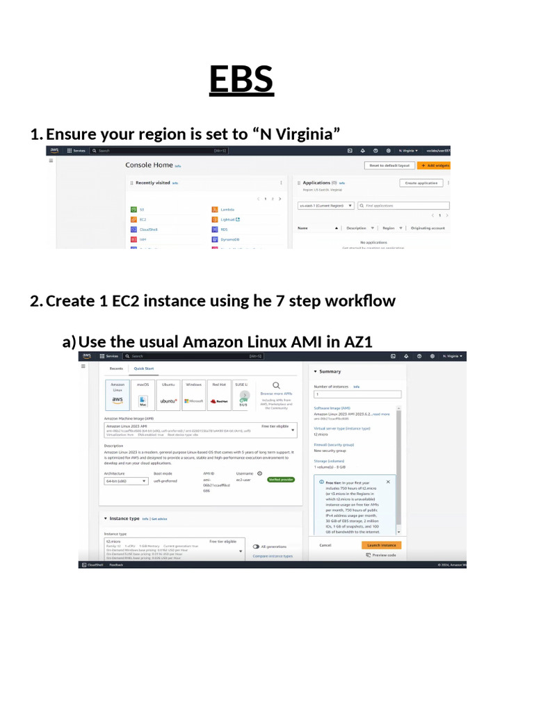 EBS and S3 Setup Guide for AWS | PDF