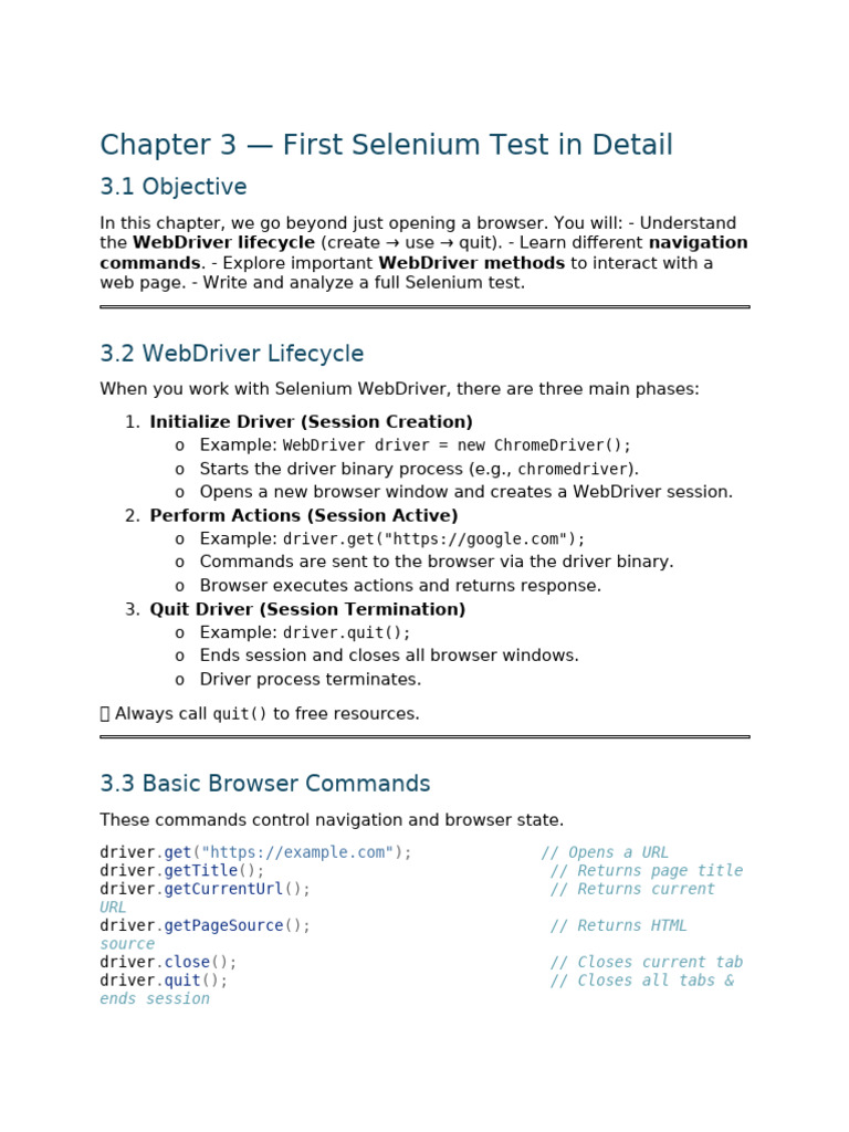 First Selenium Test: WebDriver Guide | PDF | Selenium (Software ...