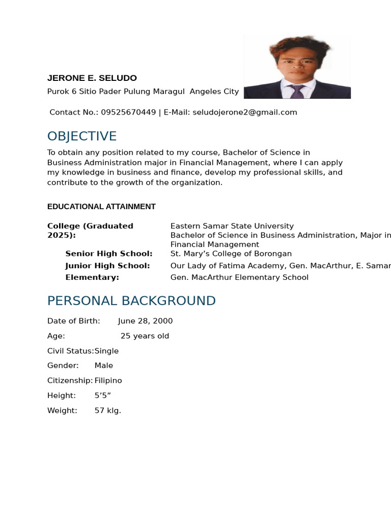 Business Administration Graduate Resume | PDF