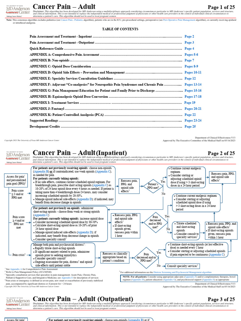 Adult Cancer Pain Management Algorithm | PDF | Opioid | Pain