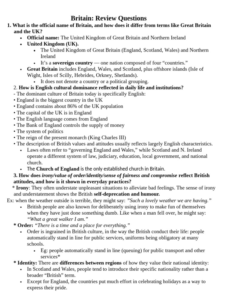 Understanding British Culture and Society | PDF | United Kingdom ...