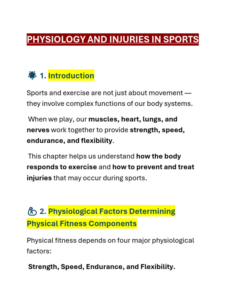Sports Physiology and Injury Prevention | PDF | Skeletal Muscle ...
