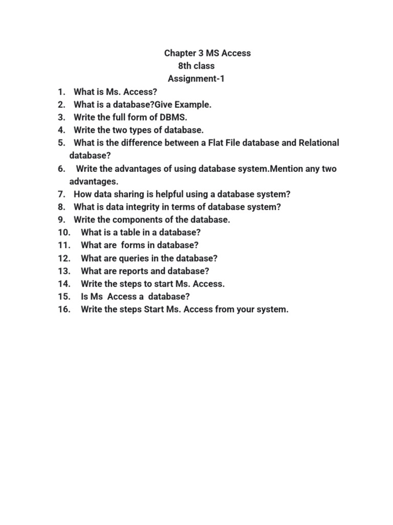 MS Access Basics for 8th Grade Students | PDF