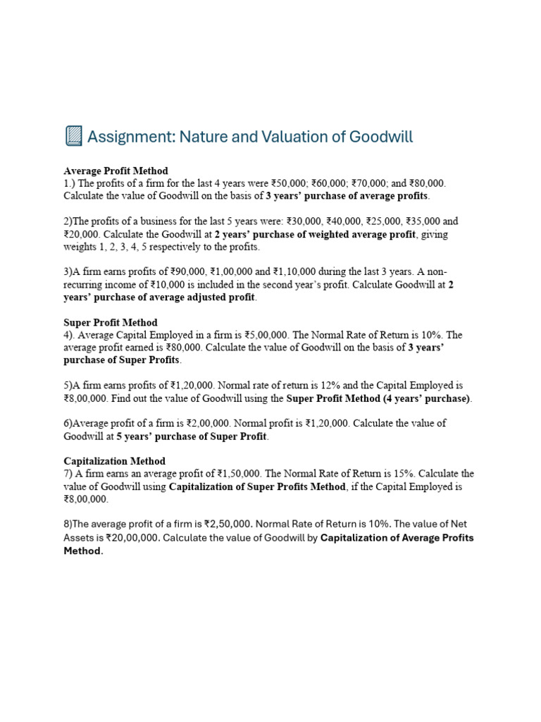 Goodwill Valuation Methods Explained | PDF