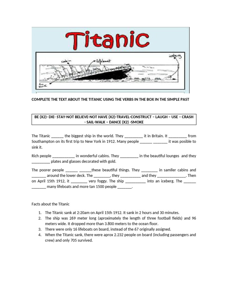 Titanic: Simple Past Verbs Exercise | PDF