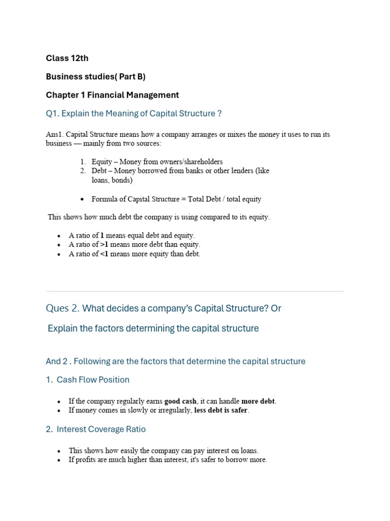 Understanding Capital Structure Factors | PDF | Debt | Equity (Finance)