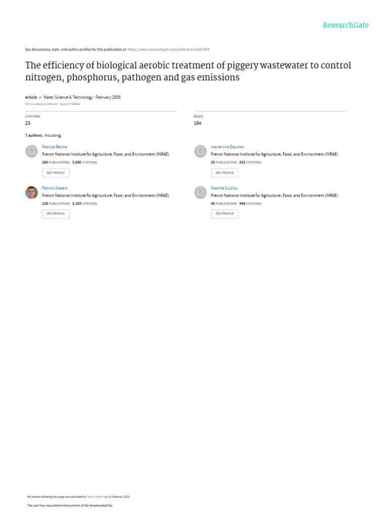 Biological Treatment of Piggery Wastewater | PDF | Sewage Treatment ...