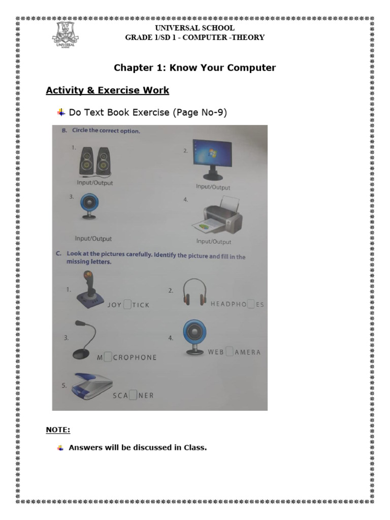 Grade 1 Computer Theory Overview | PDF