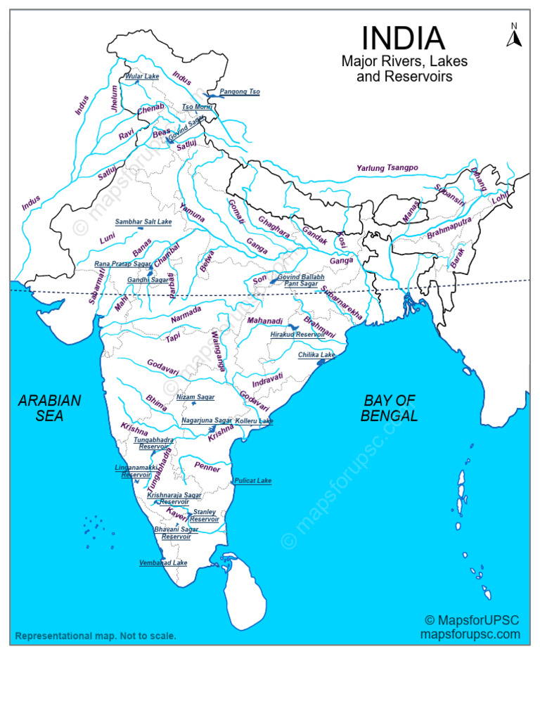 Major Rivers Lakes and Reservoirs in India | PDF