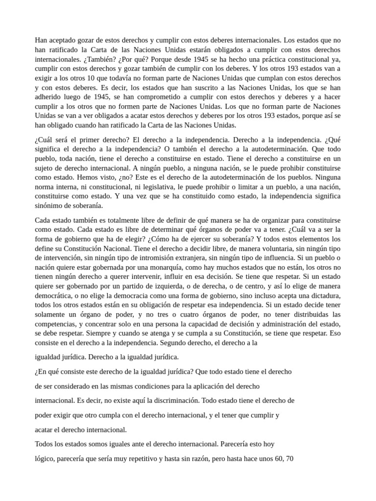 Derechos y Deberes Internacionales de los Estados | PDF | Estado ...