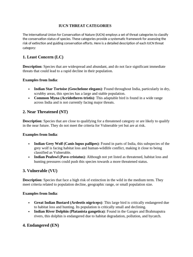 IUCN Threat Categories Explained | PDF | Endangered Species | Rhinoceros