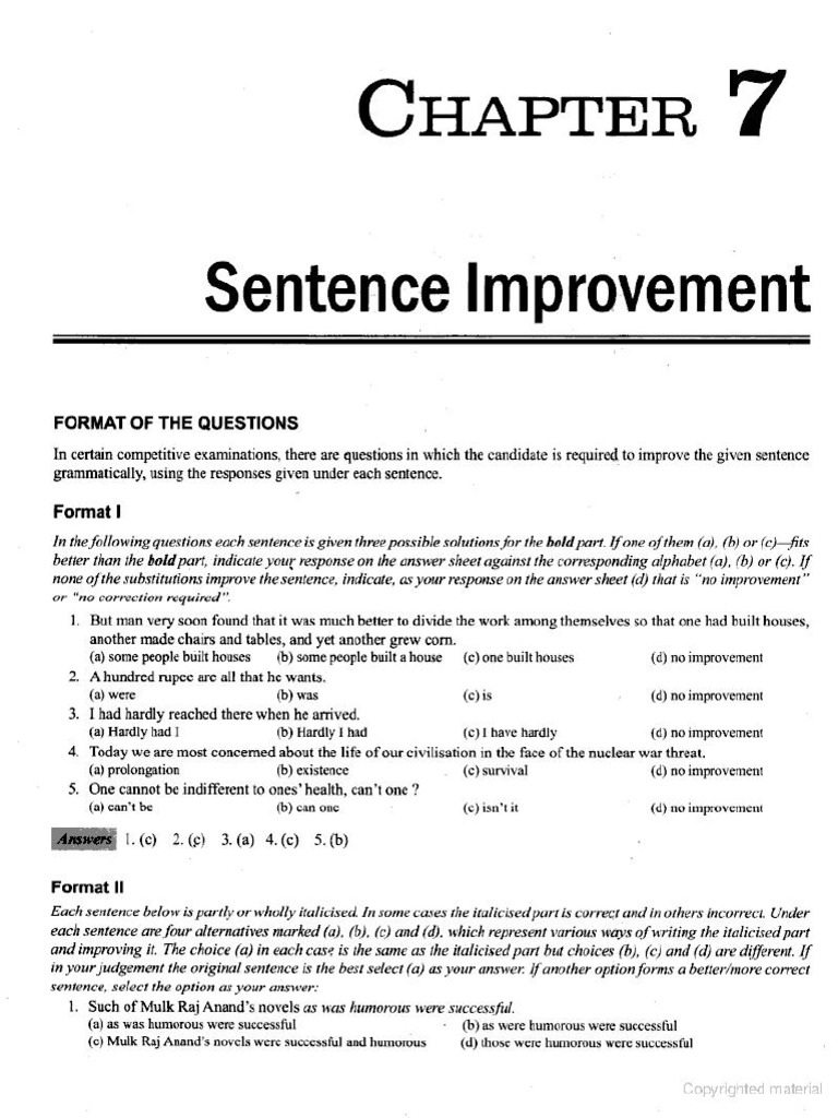 Sentence Improvement Pearson | PDF