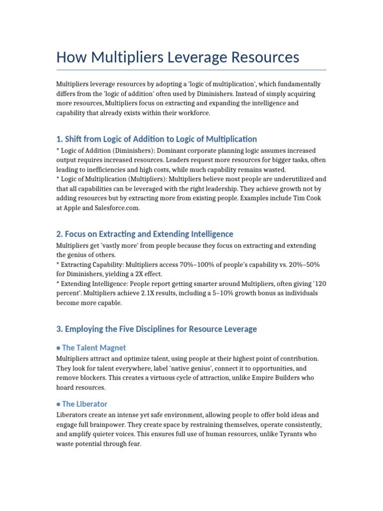 Multipliers: Leveraging Workforce Resources | PDF | Economies | Business