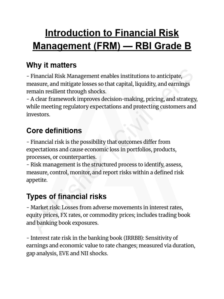 Financial Risk Management Overview | PDF | Financial Risk | Risk