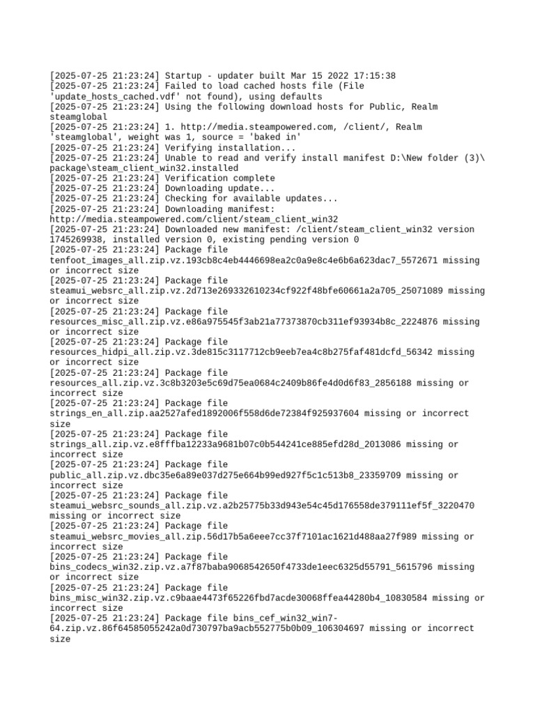 Steam Update Log and Errors | PDF | Zip (File Format) | System Software