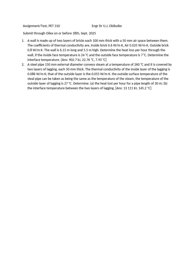 Pet 310 Assignment 2025-1 | PDF