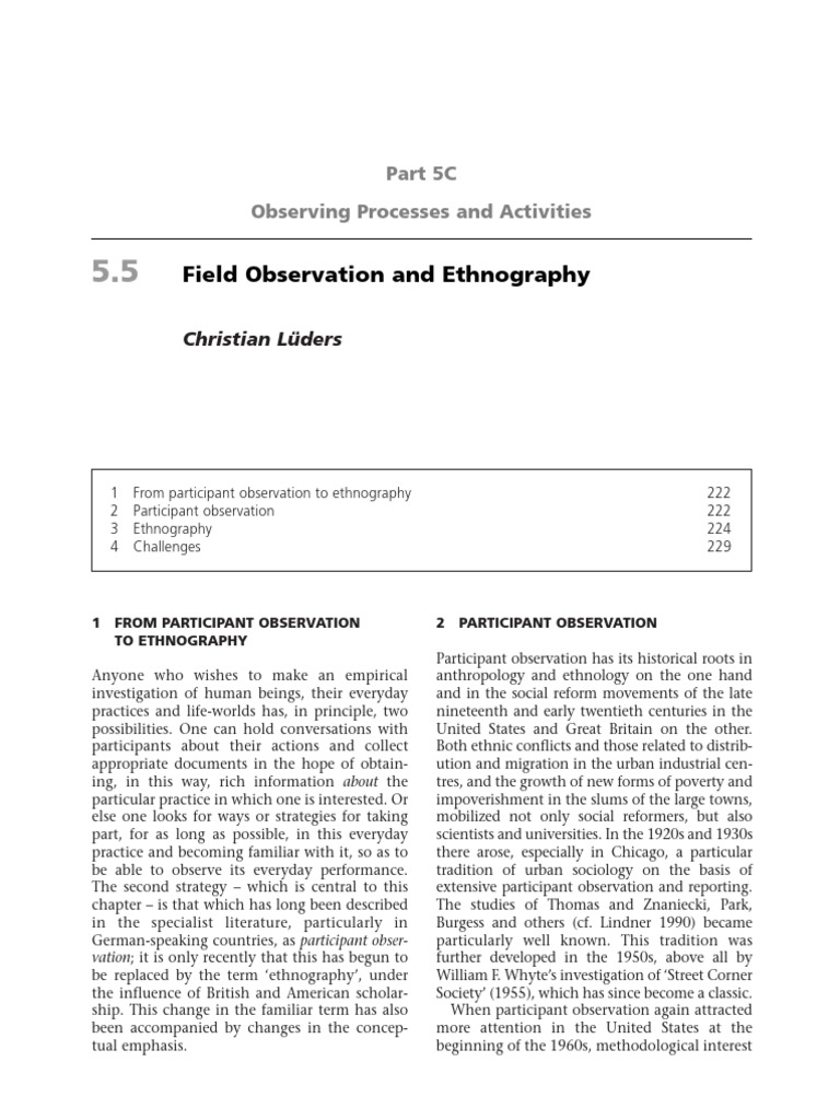 From Participant Observation to Ethnography | PDF | Ethnography ...