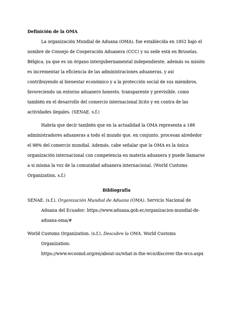 Definición de La OMA | PDF