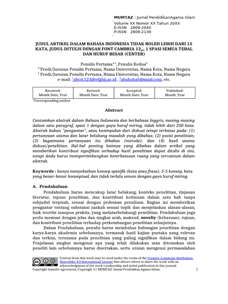 Panduan Penulisan Jurnal Pendidikan Islam | PDF
