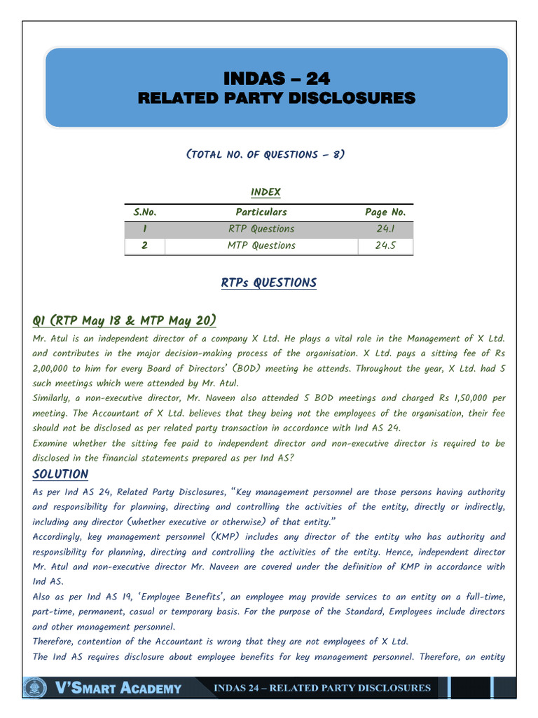 Ind AS 24 Related Party Disclosures Guide | PDF | Income Statement ...