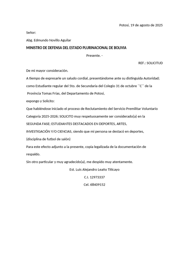 Solicitud de Reclutamiento Premilitar 2025 | PDF