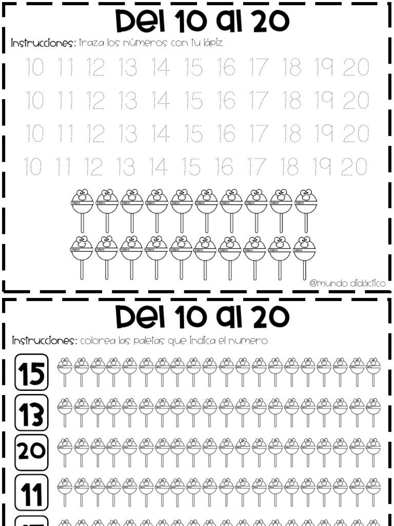 Actividades de Números del 10 al 20 | PDF
