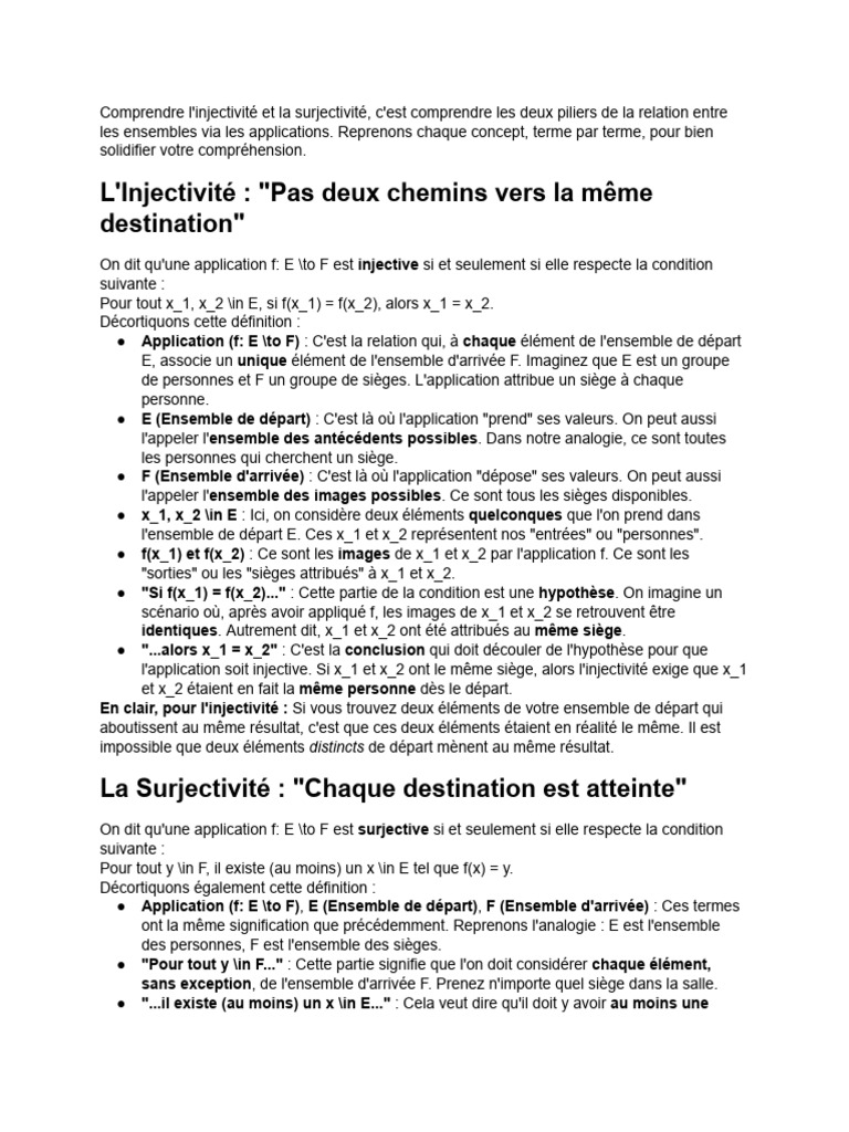 Injectivité et Surjectivité expliquées | PDF | Concepts mathématiques ...
