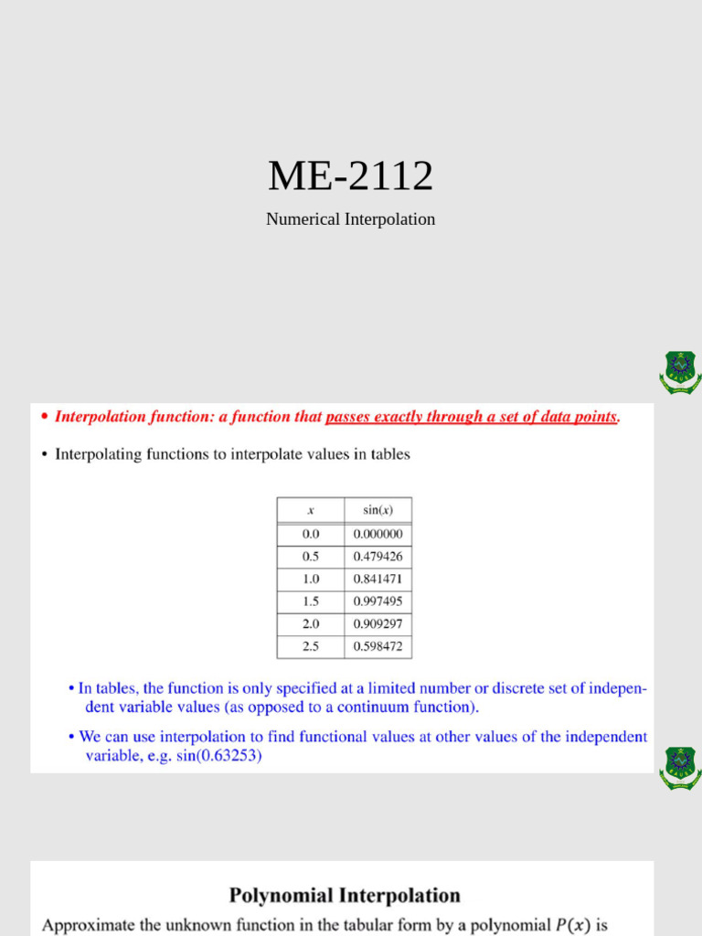 Numerical Interpolation | PDF
