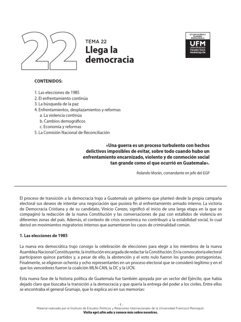 Transición a la democracia en Guatemala | PDF | Guatemala | Democracia