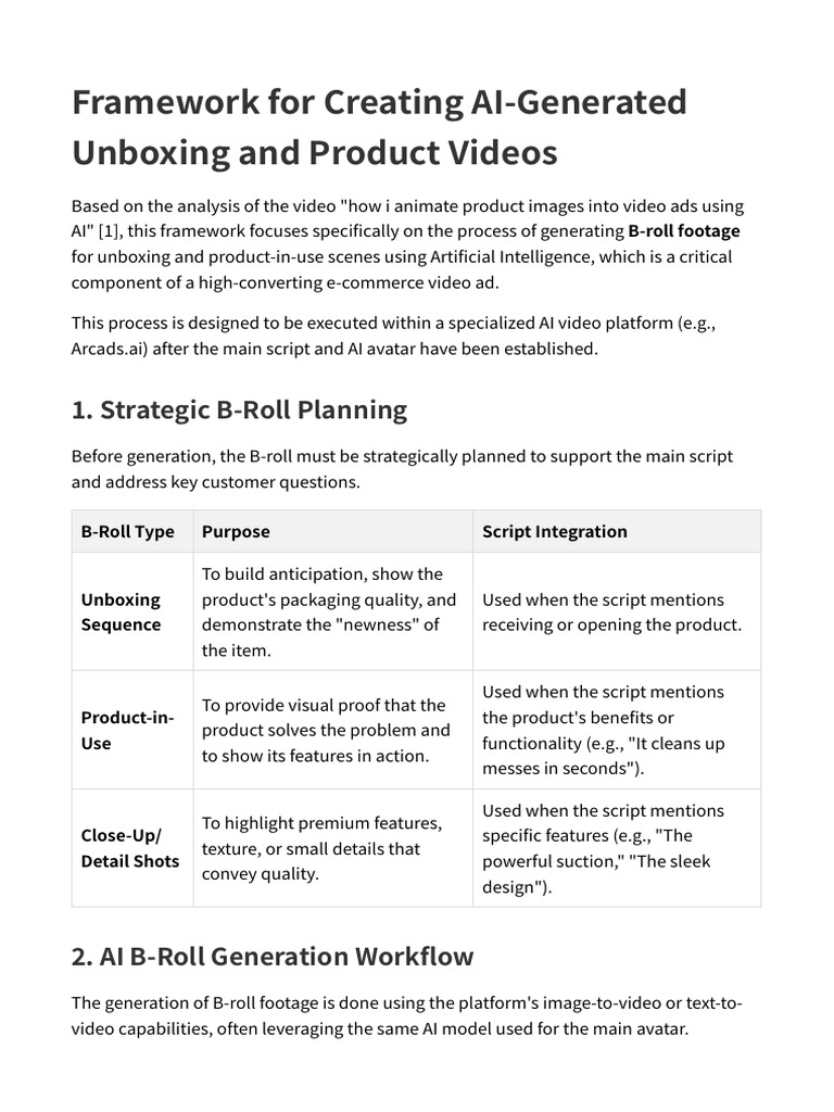 Framework For Creating AI-Generated Unboxing and Product Videos | PDF ...