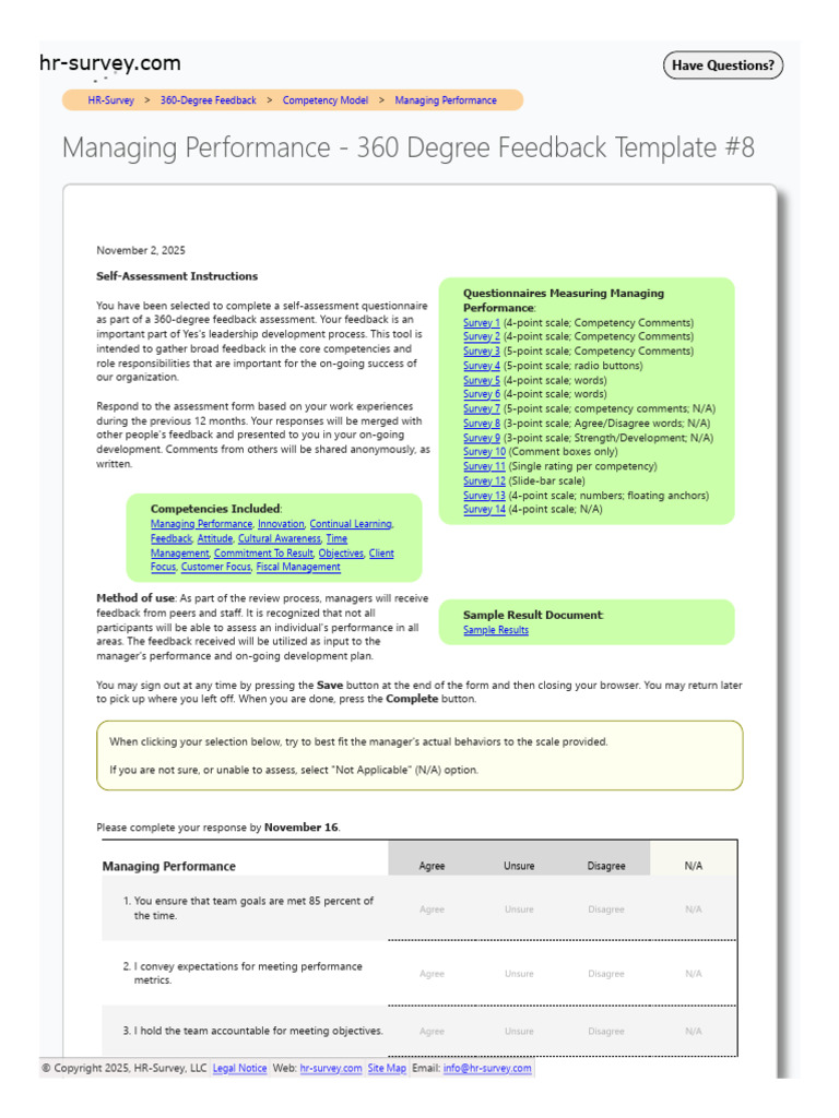 Managing Performance Competency Questionnaire 8 | PDF | Questionnaire ...