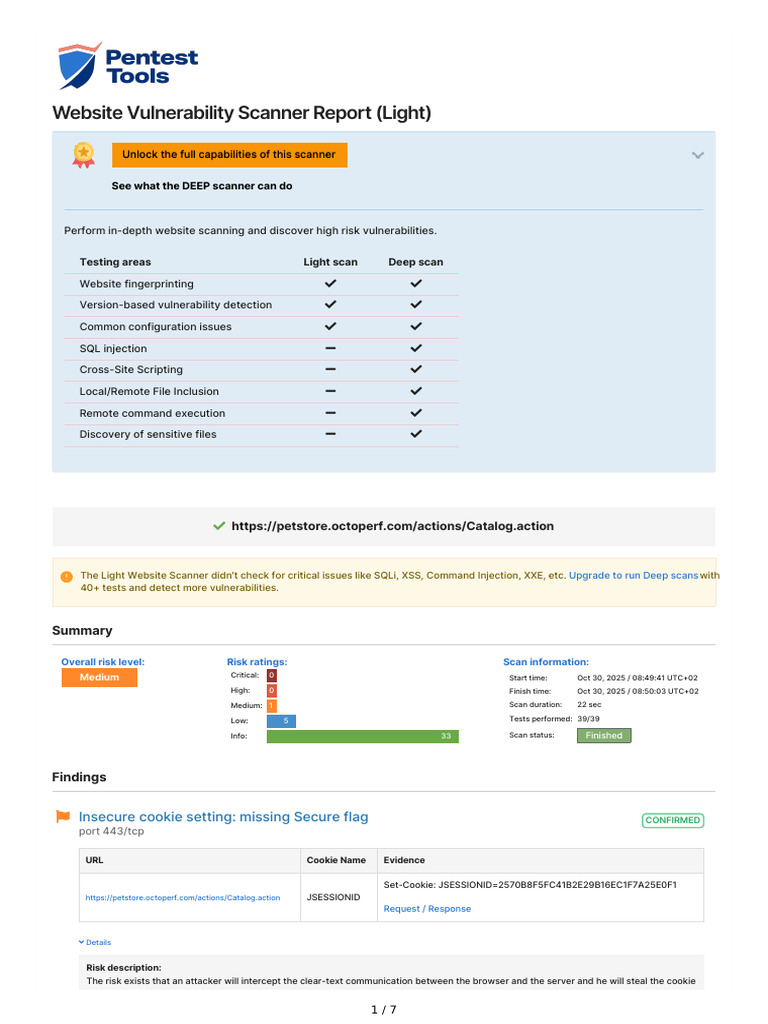 PentestTools WebsiteScanner Report | PDF | Http Cookie | Software ...