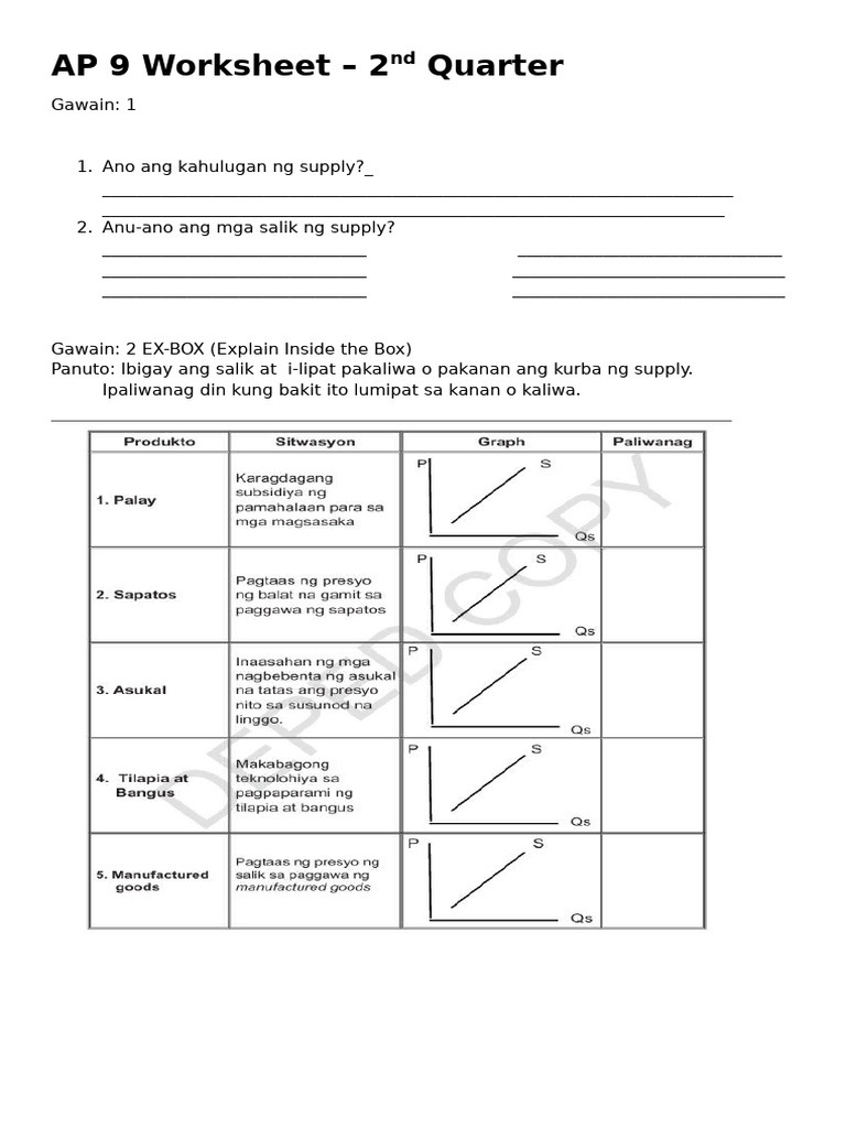 AP 9 Worksheet 2nd Quarter .SUPPLY | PDF