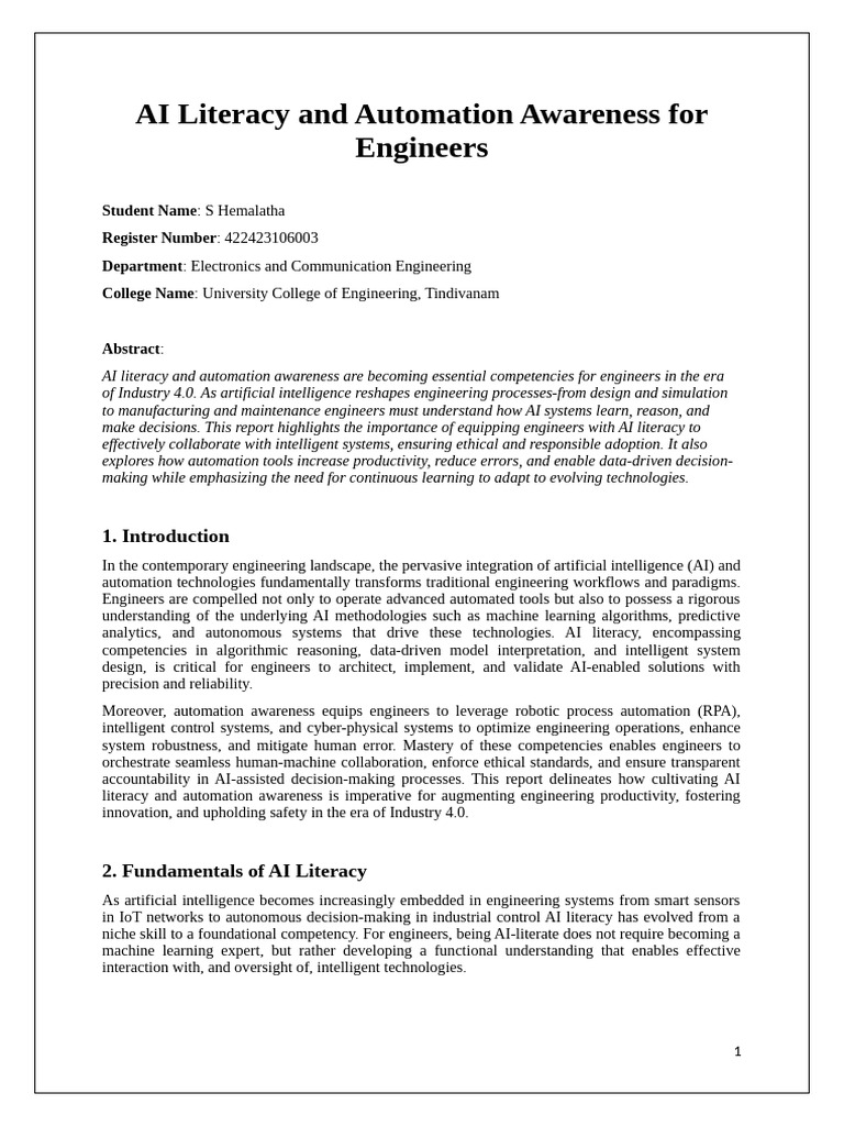 AI Literacy for Engineers in Industry 4.0 | PDF | Artificial ...